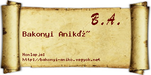 Bakonyi Anikó névjegykártya